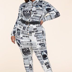 Newspaper Print Jumpsuit
